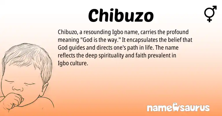 Infographic about Chibuzo name meaning, Chibuzo is a name from Igbo origin(s).