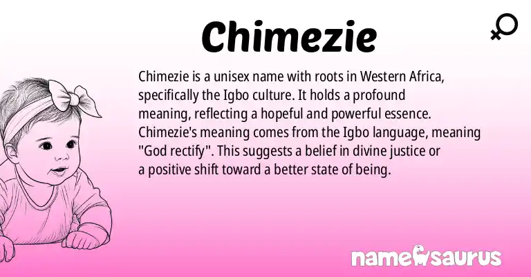 Infographic about Chimezie name meaning, Chimezie is a name from Western African, Igbo origin(s).
