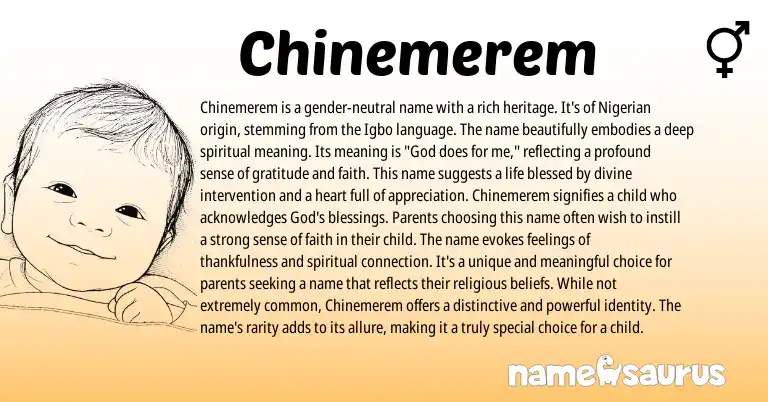 Infographic about Chinemerem name meaning, Chinemerem is a name from Igbo, Nigerian origin(s).