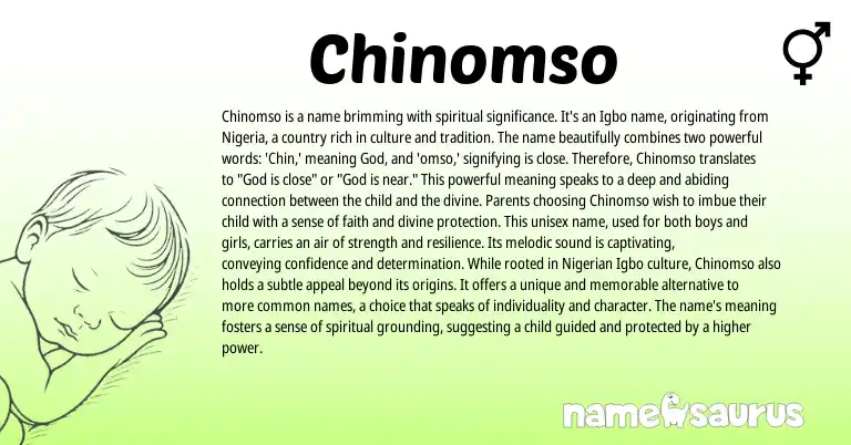 Infographic about Chinomso name meaning, Chinomso is a name from Igbo origin(s).