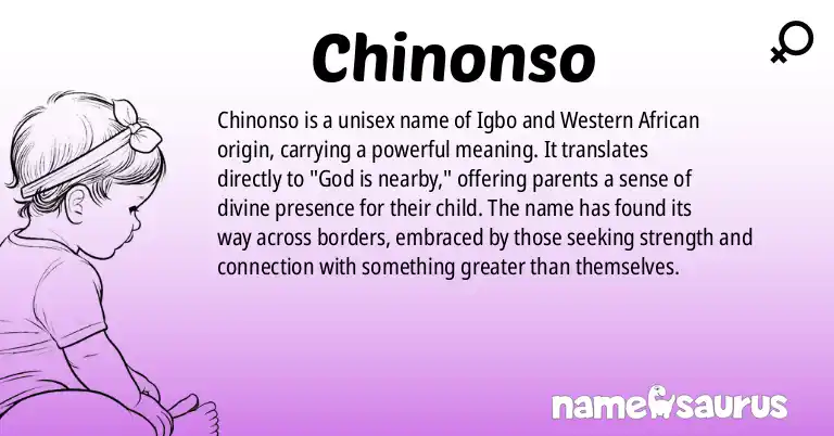 Infographic about Chinonso name meaning, Chinonso is a name from Western African, Igbo origin(s).
