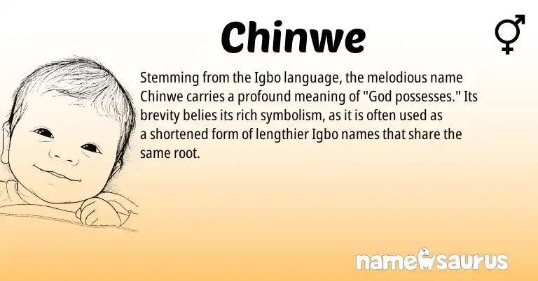 Infographic about Chinwe name meaning, Chinwe is a name from Igbo origin(s).
