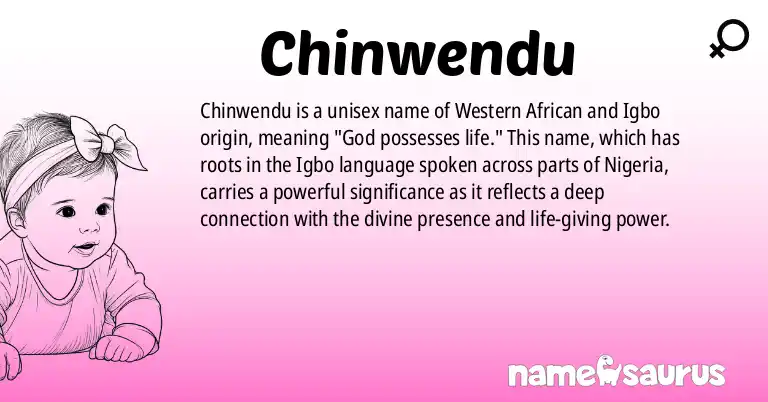 Infographic about Chinwendu name meaning, Chinwendu is a name from Western African, Igbo origin(s).