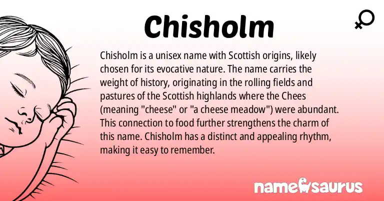 Infographic about Chisholm name meaning, Chisholm is a name from Scottish origin(s).