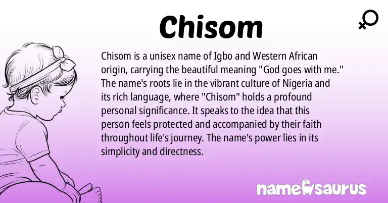 Infographic about Chisom name meaning, Chisom is a name from Western African, Igbo origin(s).