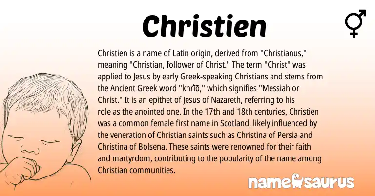 Infographic about Christien name meaning, Christien is a name from Ancient Greek, Latin, Greek origin(s).