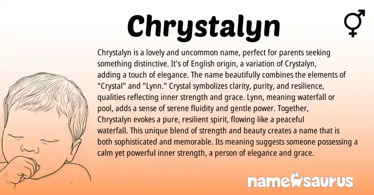 Infographic about Chrystalyn name meaning, Chrystalyn is a name from English origin(s).