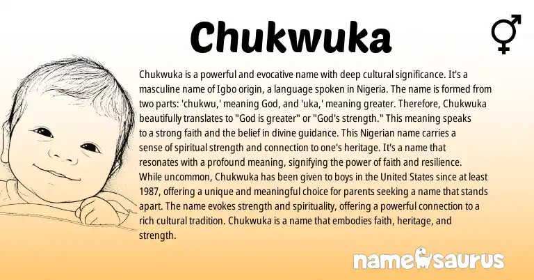 Infographic about Chukwuka name meaning, Chukwuka is a name from Igbo, Nigerian origin(s).