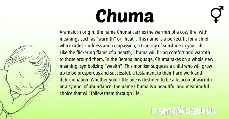 Infographic about Chuma name meaning, Chuma is a name from Aramaic, Bemba origin(s).