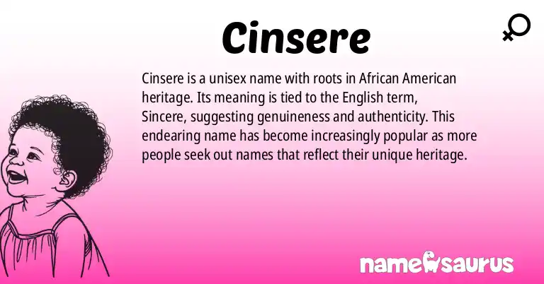 Infographic about Cinsere name meaning, Cinsere is a name from African American origin(s).