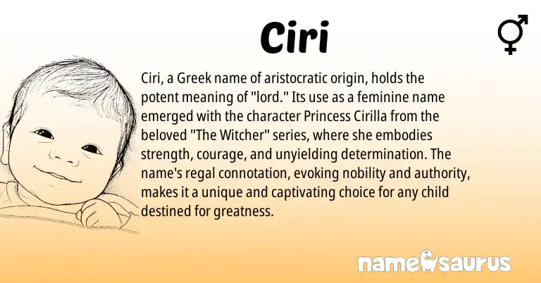 Infographic about Ciri name meaning, Ciri is a name from Greek origin(s).
