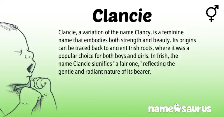 Infographic about Clancie name meaning, Clancie is a name from Irish origin(s).