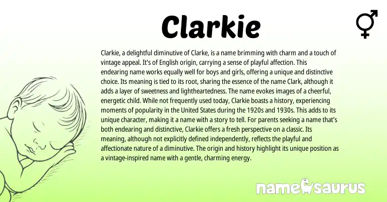 Infographic about Clarkie name meaning, Clarkie is a name from Other origin(s).