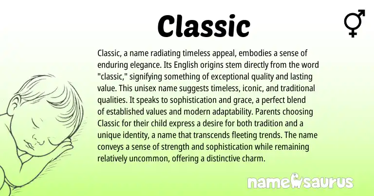 Infographic about Classic name meaning, Classic is a name from Hebrew, Other origin(s).