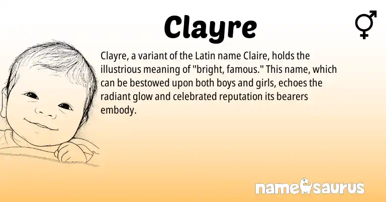 Infographic about Clayre name meaning, Clayre is a name from Latin origin(s).