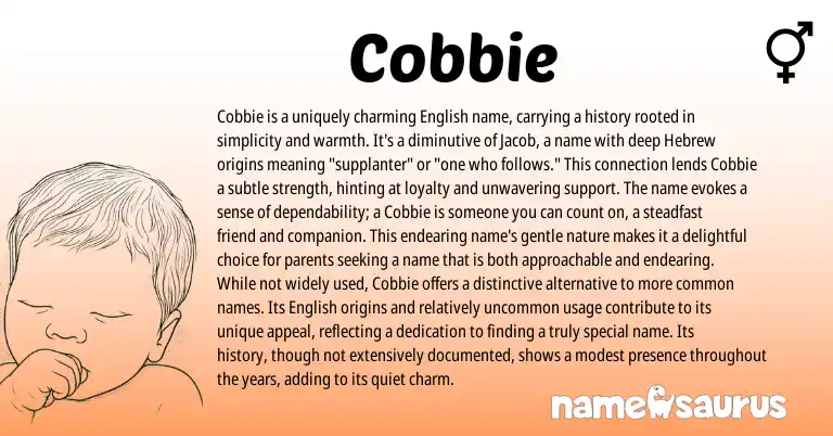 Infographic about Cobbie name meaning, Cobbie is a name from English origin(s).