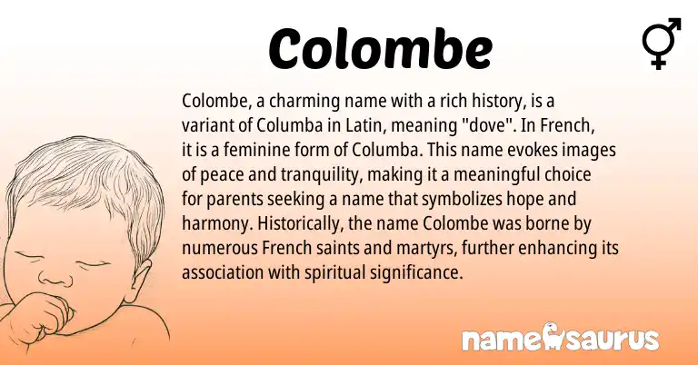 Infographic about Colombe name meaning, Colombe is a name from French, Latin origin(s).