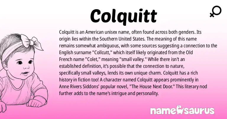 Infographic about Colquitt name meaning, Colquitt is a name from American (South) origin(s).