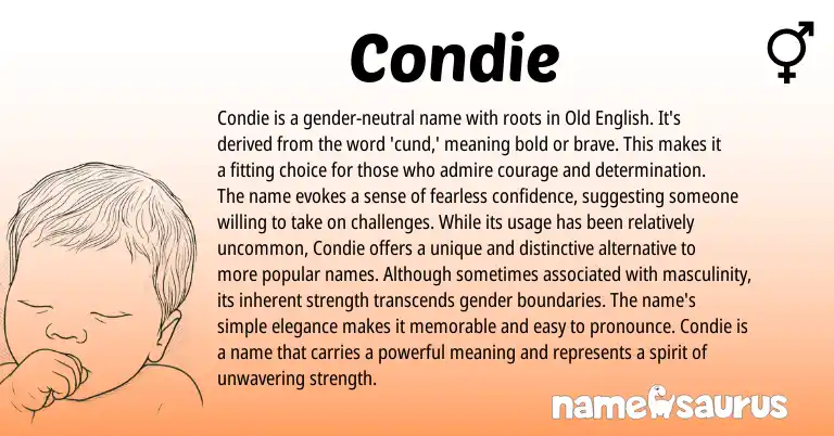 Infographic about Condie name meaning, Condie is a name from Scottish, English origin(s).
