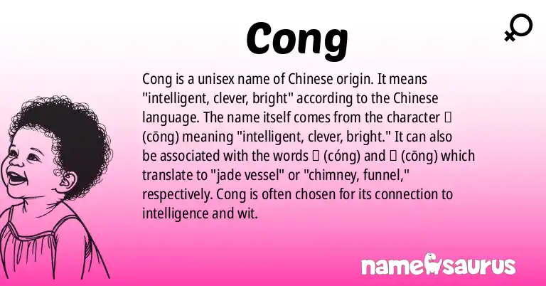 Infographic about Cong name meaning, Cong is a name from Chinese origin(s).