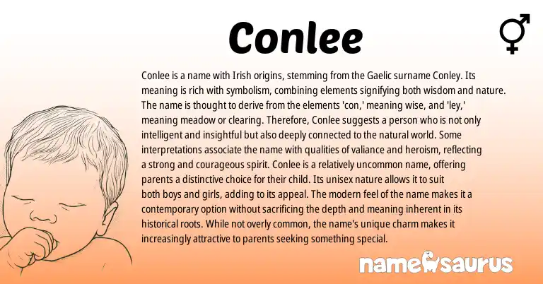 Infographic about Conlee name meaning, Conlee is a name from Gaelic, Irish origin(s).