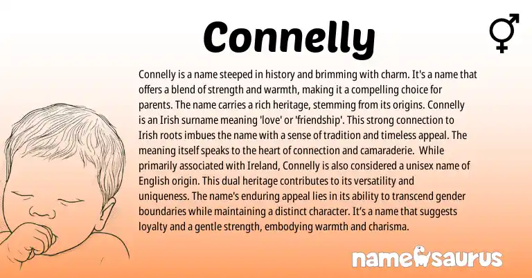 Infographic about Connelly name meaning, Connelly is a name from Celtic, Irish origin(s).