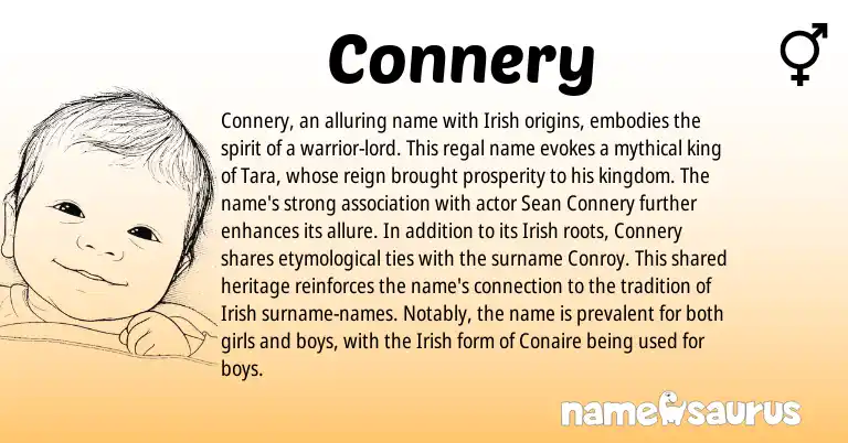 Infographic about Connery name meaning, Connery is a name from Irish origin(s).