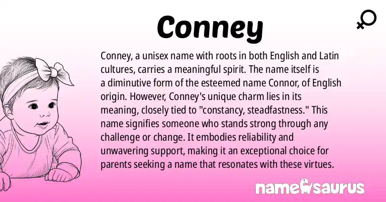 Infographic about Conney name meaning, Conney is a name from English, Latin origin(s).