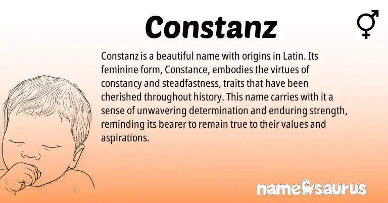Infographic about Constanz name meaning, Constanz is a name from Latin origin(s).