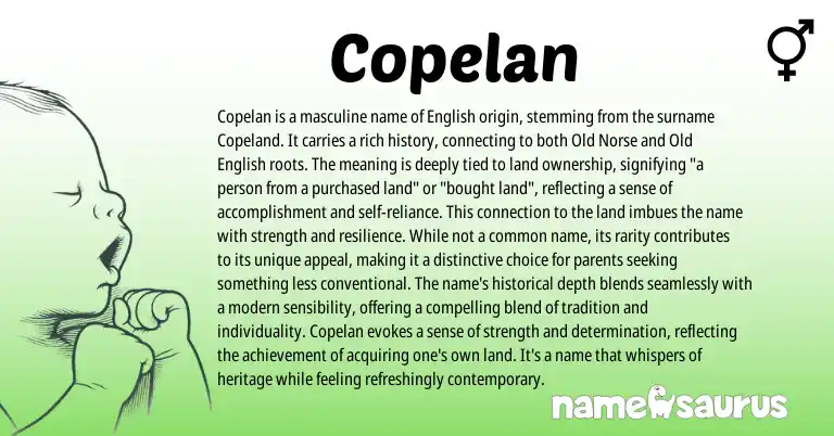 Infographic about Copelan name meaning, Copelan is a name from English origin(s).