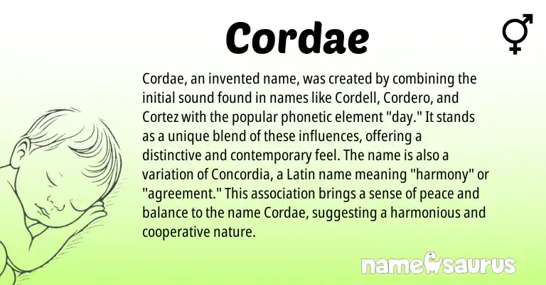 Infographic about Cordae name meaning, Cordae is a name from Latin origin(s).