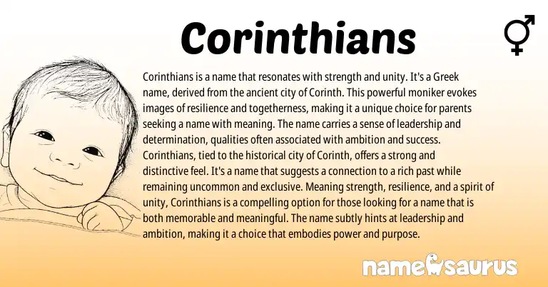 Infographic about Corinthians name meaning, Corinthians is a name from Greek origin(s).