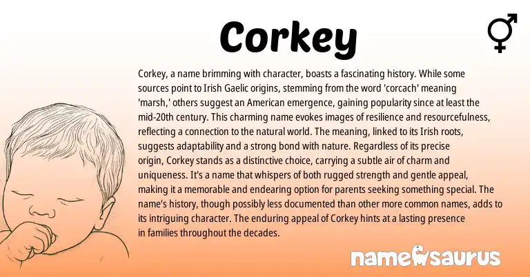 Infographic about Corkey name meaning, Corkey is a name from Gaelic, Irish origin(s).