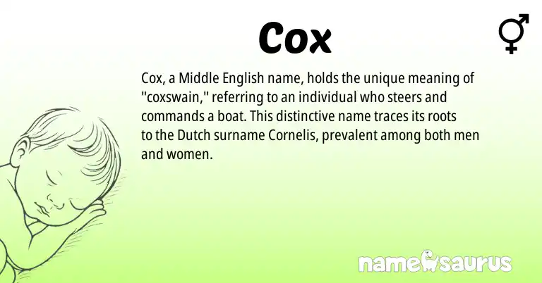 Infographic about Cox name meaning, Cox is a name from Middle English, Dutch origin(s).