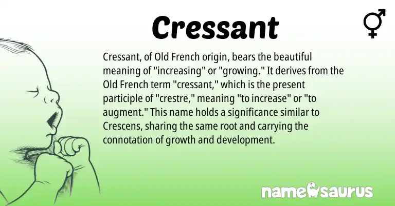 Infographic about Cressant name meaning, Cressant is a name from Old French origin(s).