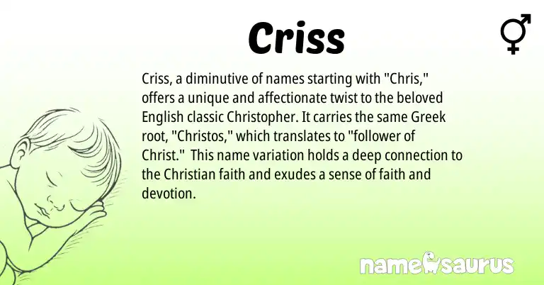 Infographic about Criss name meaning, Criss is a name from English, Greek origin(s).