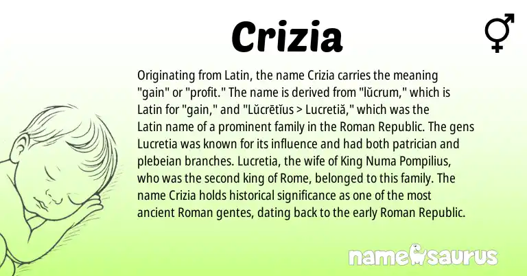 Infographic about Crizia name meaning, Crizia is a name from Roman, Latin origin(s).