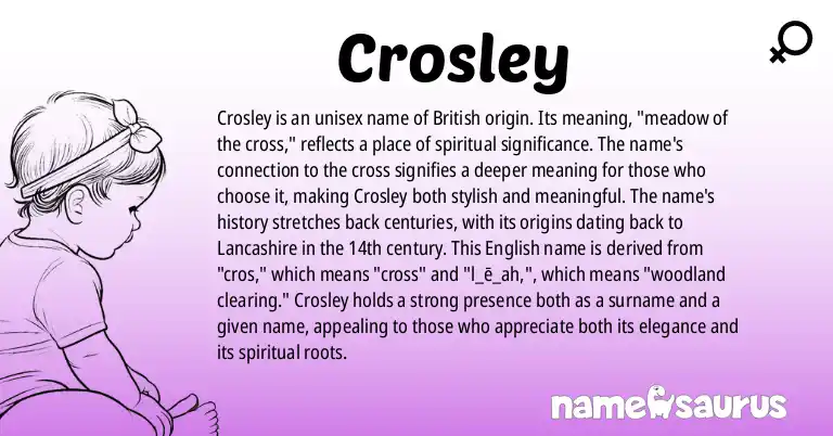 Infographic about Crosley name meaning, Crosley is a name from British origin(s).