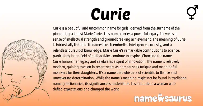 Infographic about Curie name meaning, Curie is a name from French origin(s).