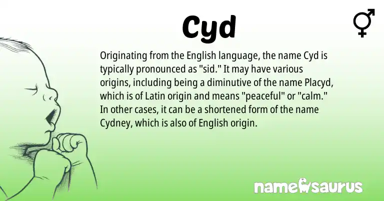 Infographic about Cyd name meaning, Cyd is a name from English, Latin origin(s).