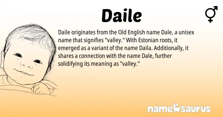 Infographic about Daile name meaning, Daile is a name from Old English, Estonian origin(s).