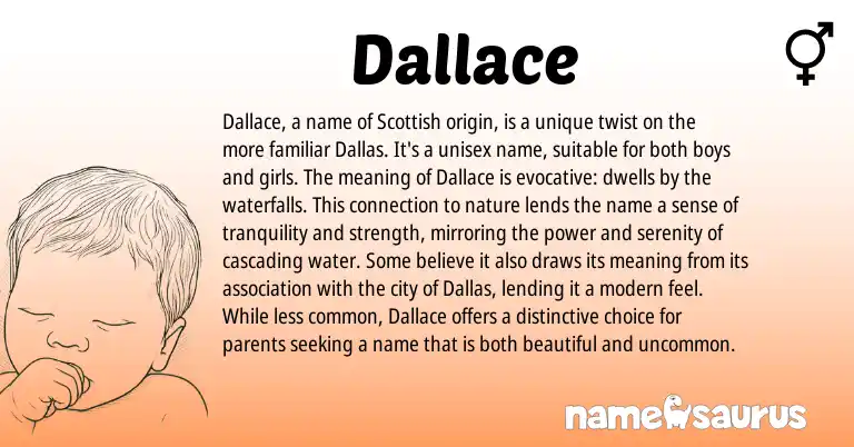 Infographic about Dallace name meaning, Dallace is a name from Scottish, English origin(s).