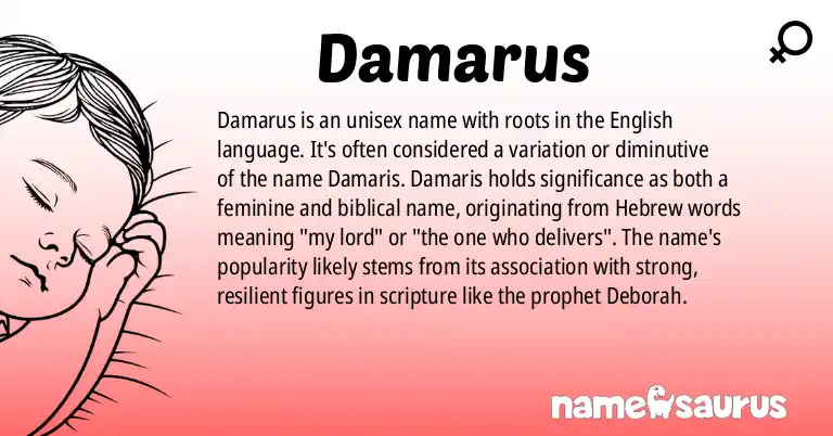 Infographic about Damarus name meaning, Damarus is a name from English origin(s).