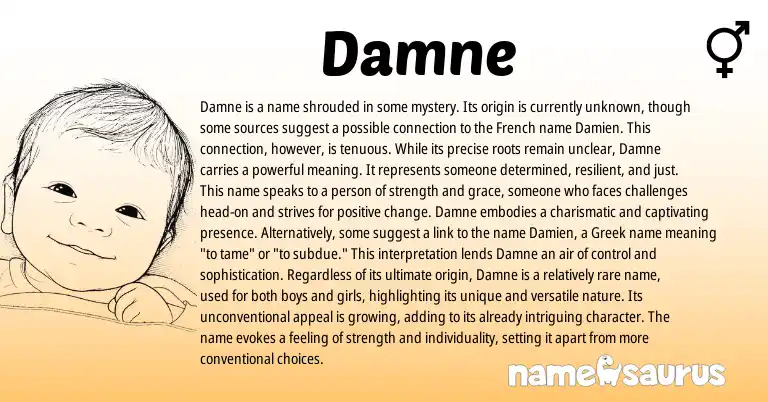 Infographic about Damne name meaning, Damne is a name from Other origin(s).