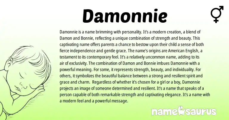 Infographic about Damonnie name meaning, Damonnie is a name from Other origin(s).