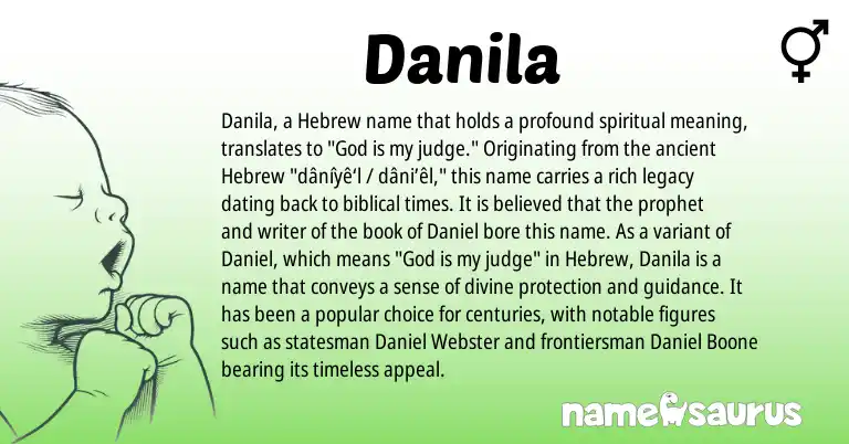 Infographic about Danila name meaning, Danila is a name from Hebrew origin(s).