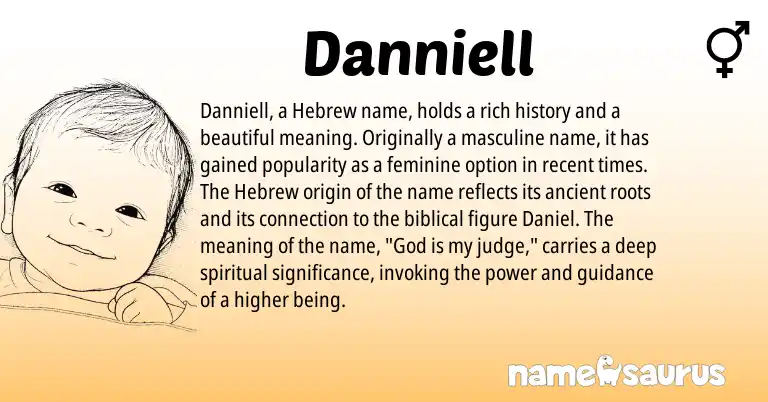 Infographic about Danniell name meaning, Danniell is a name from Hebrew origin(s).