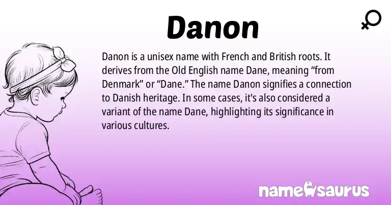 Infographic about Danon name meaning, Danon is a name from French, British origin(s).