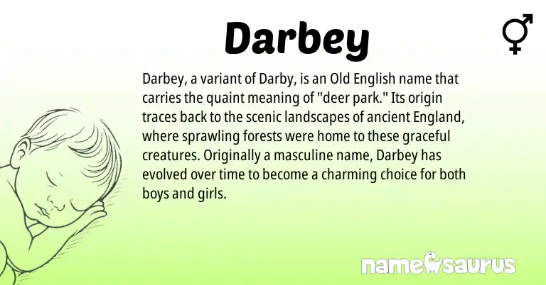 Infographic about Darbey name meaning, Darbey is a name from Old English, England origin(s).