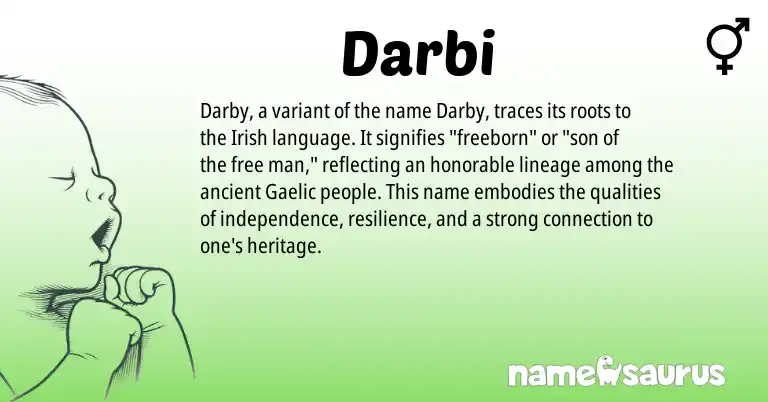 Infographic about Darbi name meaning, Darbi is a name from Irish, Gaelic origin(s).